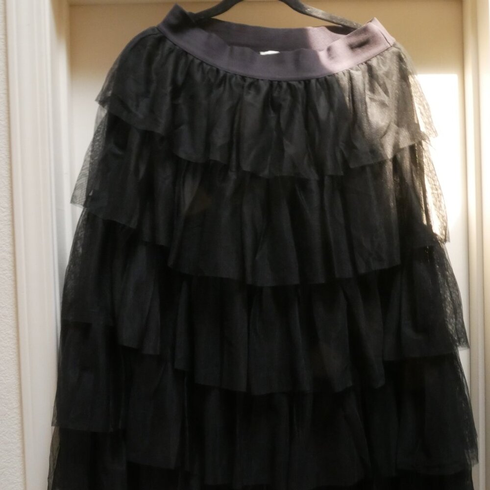 Tulle Ruffle Skirt - Black - On 34th